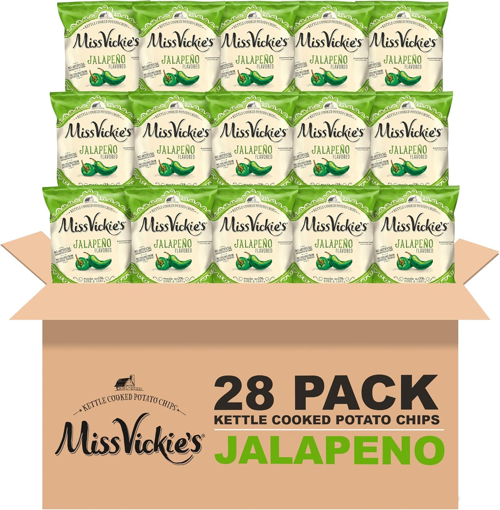 Miss Vickie's Kettle Cooked Potato Chips, Jalapeno, 1.375 Ounce (Pack of 28)