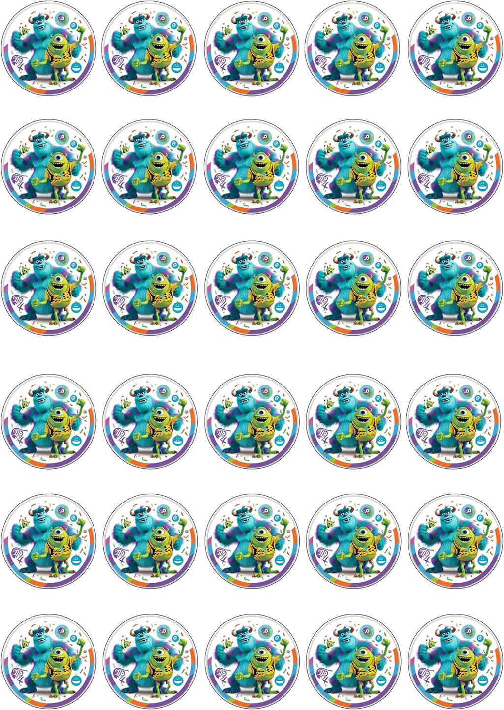 30 x Edible Cupcake Toppers – Fun Monster Adventure Collection of Edible Cake Decorations | Uncut Edible on Wafer Sheet