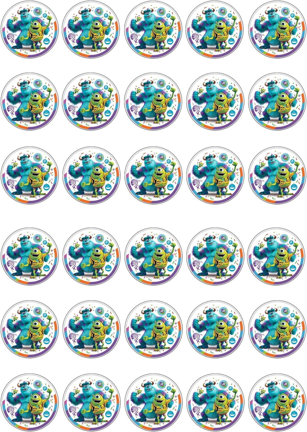 30 x Edible Cupcake Toppers – Fun Monster Adventure Collection of Edible Cake Decorations | Uncut Edible on Wafer Sheet