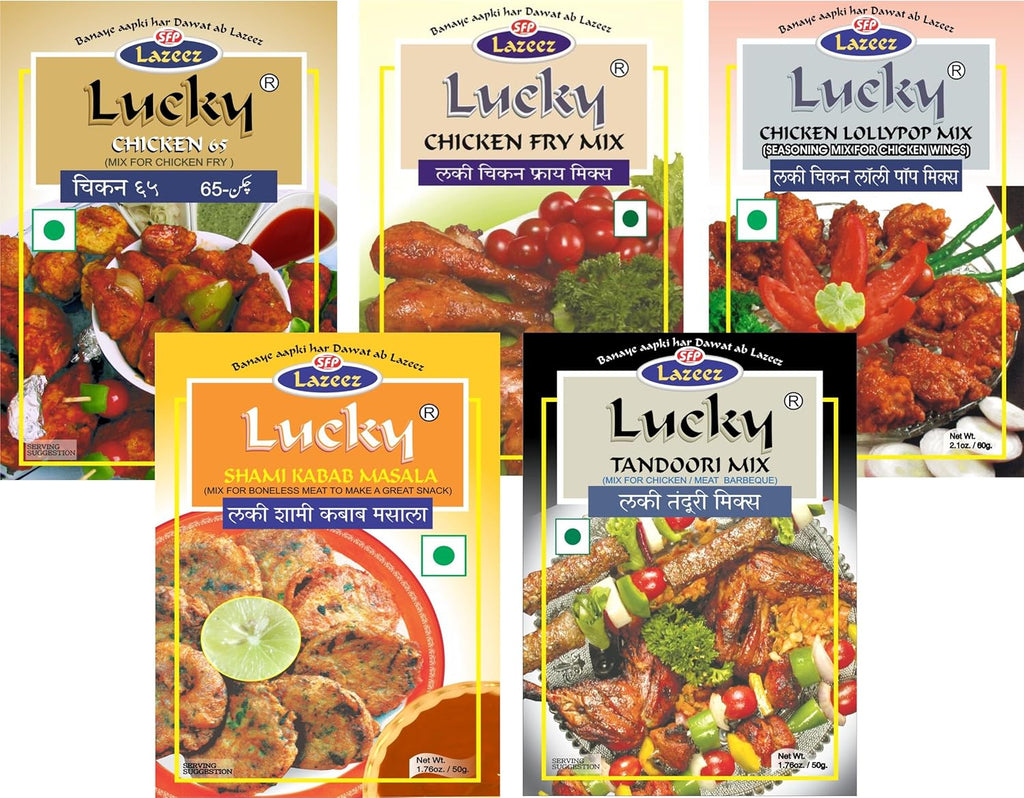 Lucky BBQ Combo 5 Pack (Chicken Tandoori, Shami Kabab, Chicken Lollipop, Chicken 65, Chicken Fry)