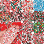 DIYASY 180g Fake Christmas Sprinkles, 6.35 oz Mini Faux Sprinkle Xmas Polymer Clay Slices Non-Edible for Crafts Art DIY Cake Decoration Plastic Slime Card Filler Nail Supply 12 Styles