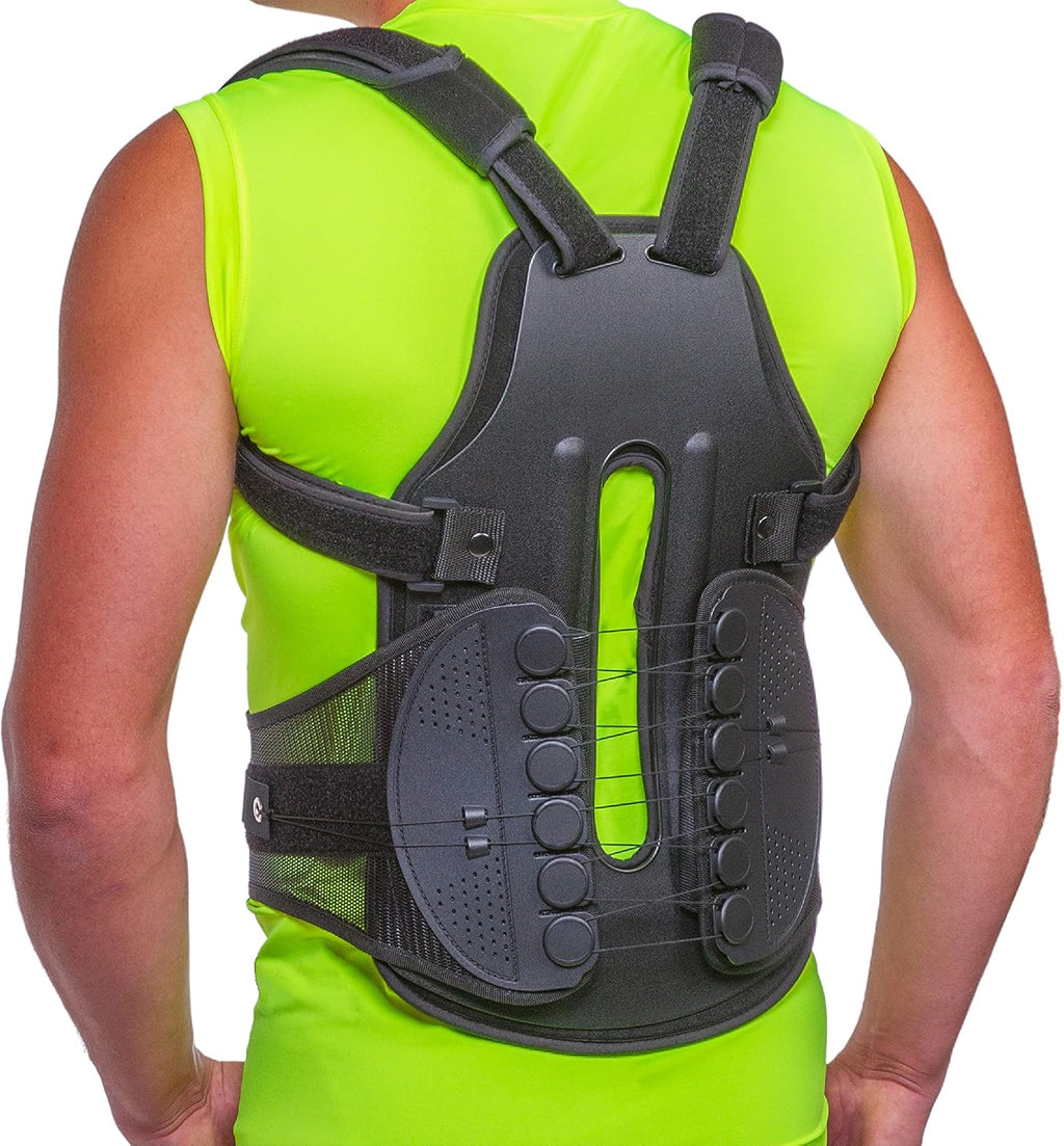 BraceAbility TLSO Full-Body Back Brace Support - Hard Postural Clamshell Jacket for Thoracic Kyphosis, Scoliosis, Scheuermann's Disease, Posture Correction, Post-Surgery Recovery (Small)