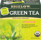 Bigelow Tea Organic Decaffeinated Green Tea, Decaf Organic Green Tea Bags, 40 Count Box (Pack of 6), 240 Total Tea Bags