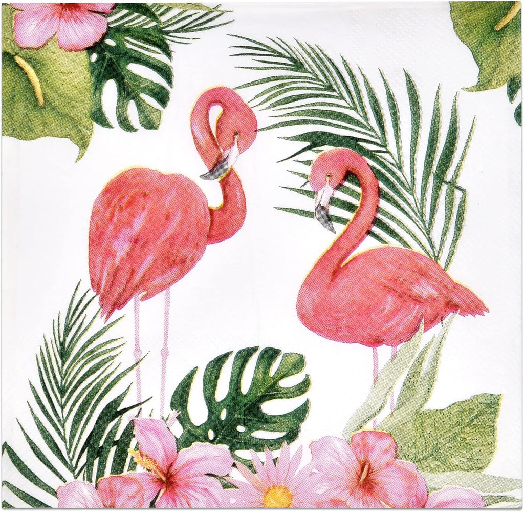 Gift Boutique 100 Pink Flamingo Cocktail Beverage Napkins Disposable Paper Tropical Flamingos Hawaiian Luau Beach Dessert Napkin for Summer Pool Nautical Wedding Bridal & Birthday Party Supplies Decor
