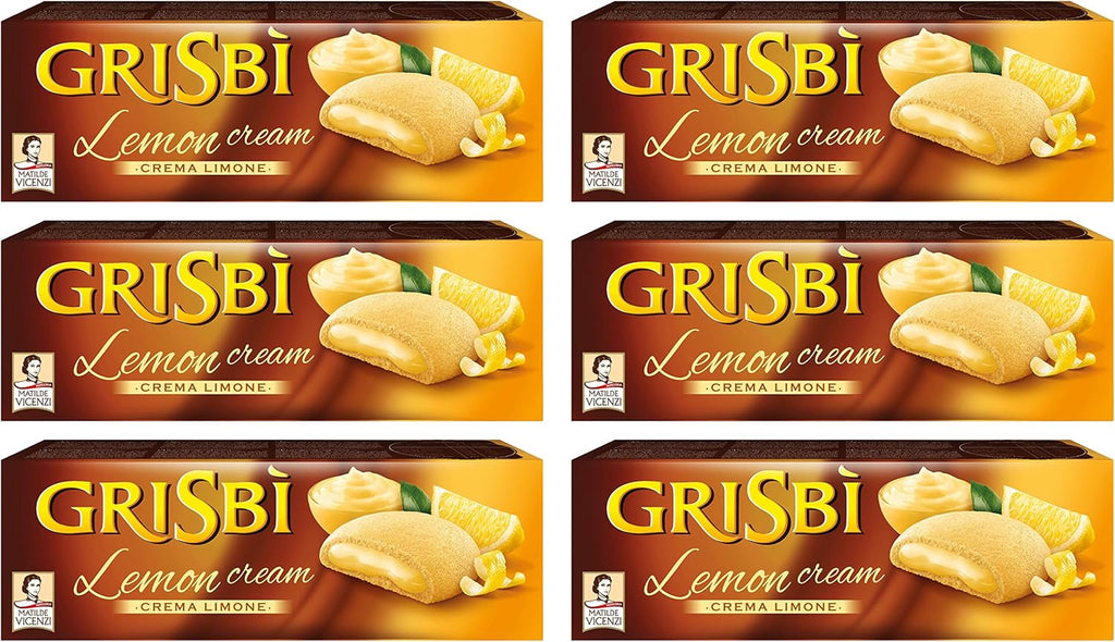 Vicenzi: "Grisbi Lemon Cream" Italian Shortcrust Biscuits filled with Lemon Cream * 5.3 Ounces (150g) Package (Pack of 6) * [ Italian Import ]