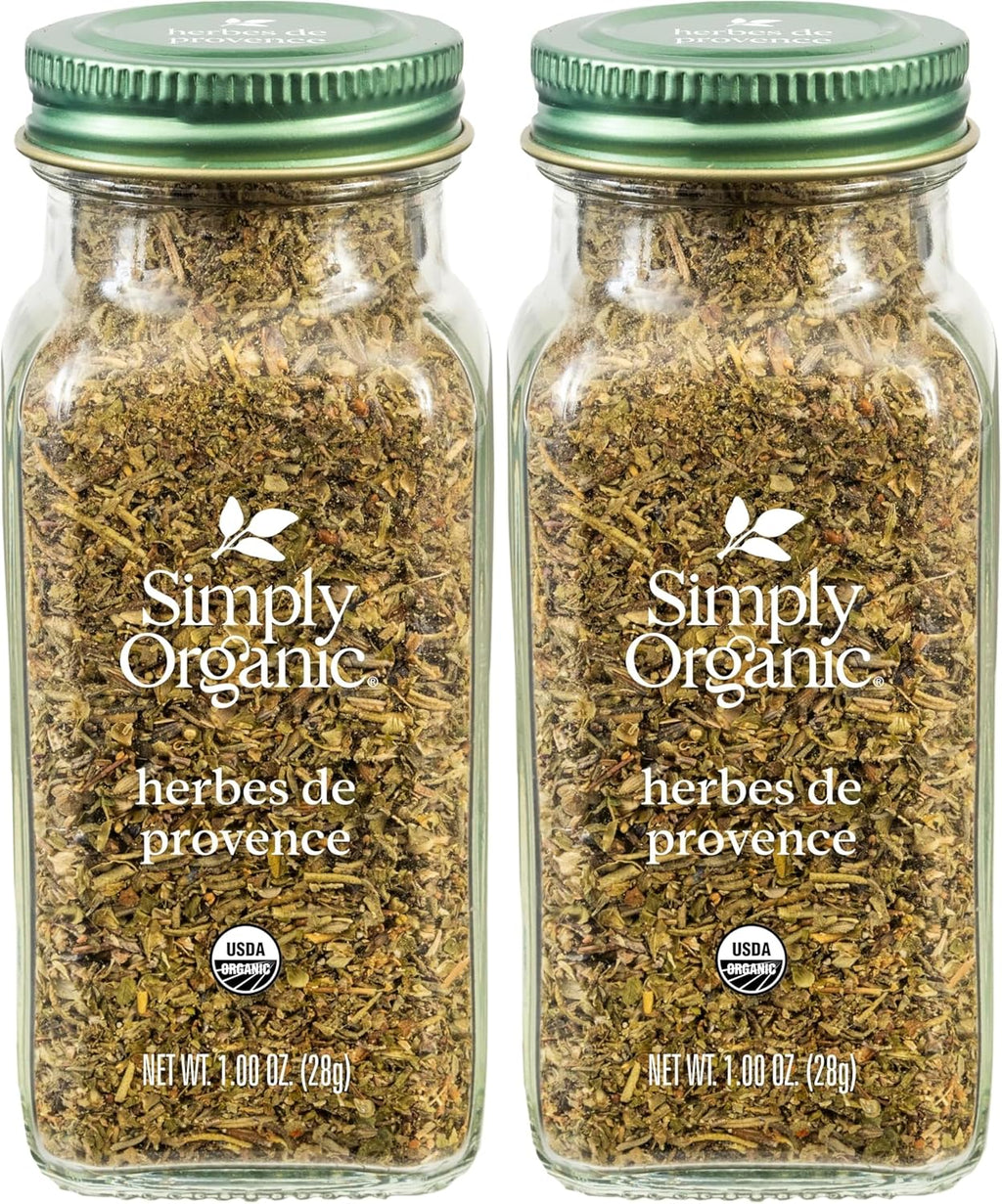 Simply Organic Herbs De Provence, 1-Ounce Jar, French Blend of Aromatic Savory, Thyme, Rosemary, Basil Tarragon & Lavender (Pack of 2)
