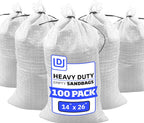 DURASACK Heavy Duty Sand Bags with Tie Strings Empty Woven Polypropylene Sand-Bags for Flood Control with 1600 Hours of UV Protection, 50 lbs Capacity, 14x26 inches, White, Pack of 100