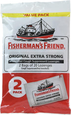 Fisherman's Friend Original Extra Strong Cough Suppressant Lozenges, 20 Count (Pack of 2)