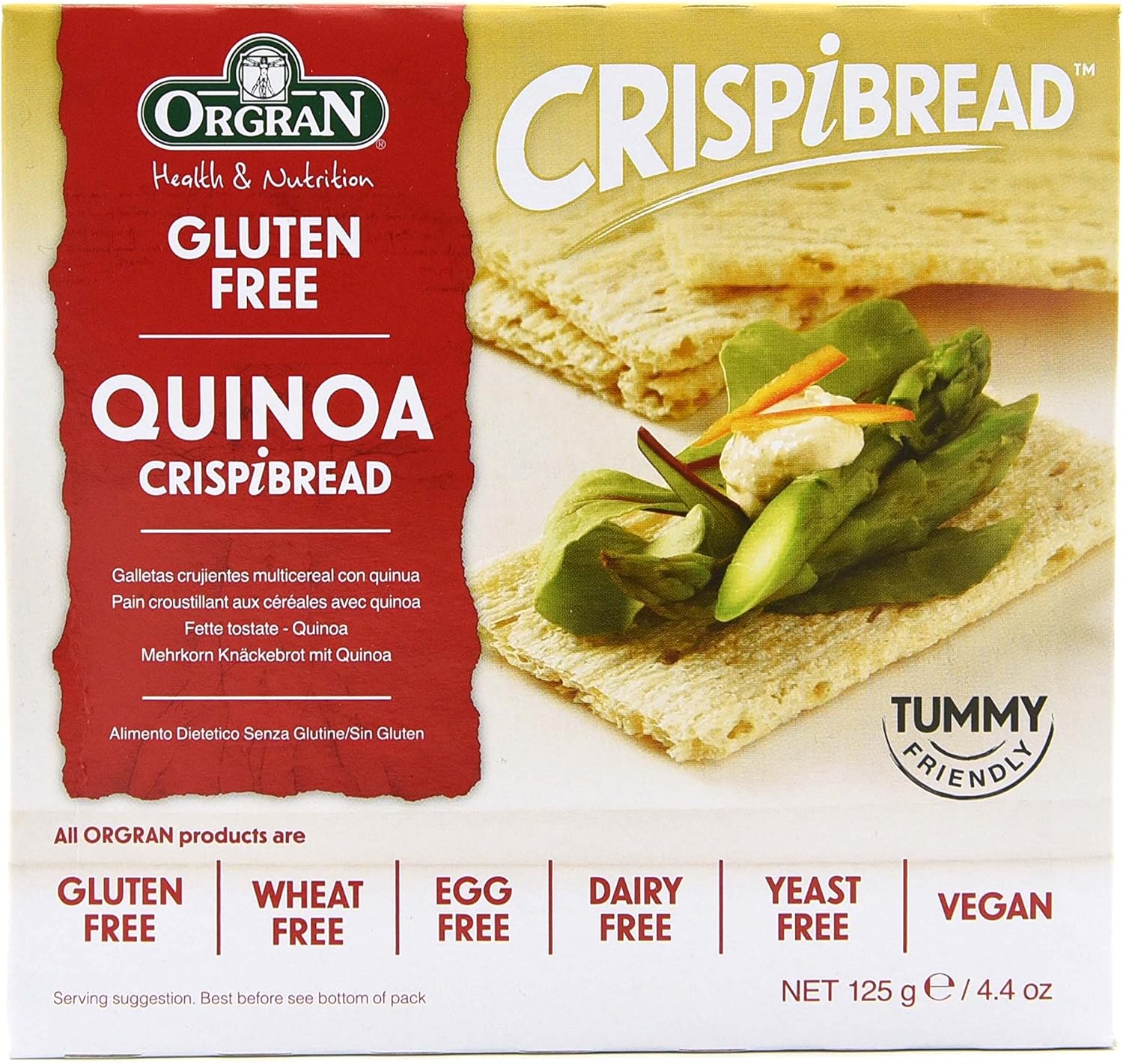 Orgran Toasted Multigrain Crispibread with Quinoa, 4.4-Ounce Boxes (Pack of 6)