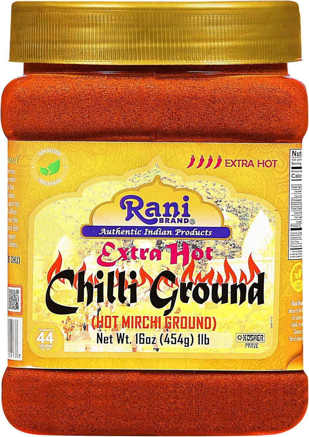 Rani Extra Hot Chilli Powder Indian Spice 16oz (1lb) 454g PET Jar ~ All Natural | Salt-Free | Vegan | No Colors | Gluten Friendly | NON-GMO | Kosher | Indian Origin