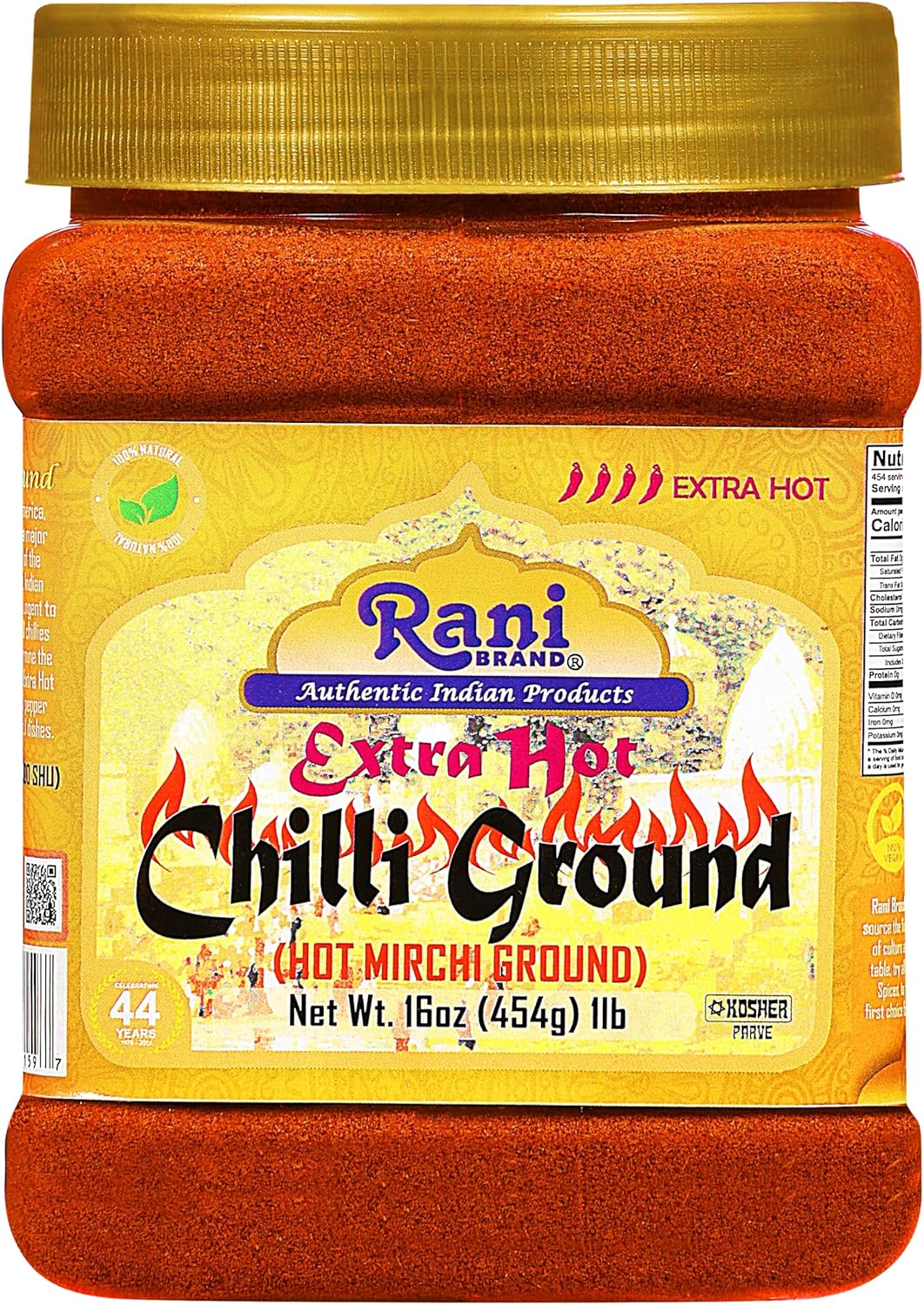 Rani Extra Hot Chilli Powder Indian Spice 16oz (1lb) 454g PET Jar ~ All Natural | Salt-Free | Vegan | No Colors | Gluten Friendly | NON-GMO | Kosher | Indian Origin