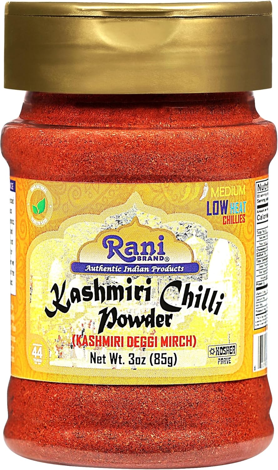 Rani Kashmiri Chilli Powder (Deggi Mirch, Low Heat) Ground Indian Spice 85g PET Jar ~ All Natural | Salt-Free | Vegan | Kosher | Gluten Friendly | Perfect for Deviled Eggs & Other Low Heat Dishes
