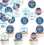 60 Pack Edible Happy Father's Day Cupcake Toppers Love Father Cake Toppers Rice Paper Wafer Paper Cupcake Picks for Best Dad #1 Dad Baby Shower Kids Birthday Cupcake Decorations Style 1