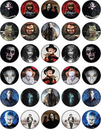 30 x Edible Cupcake Toppers Themed of Scary Horror Films Collection of Edible Cake Decorations | Uncut Edible on Wafer Sheet