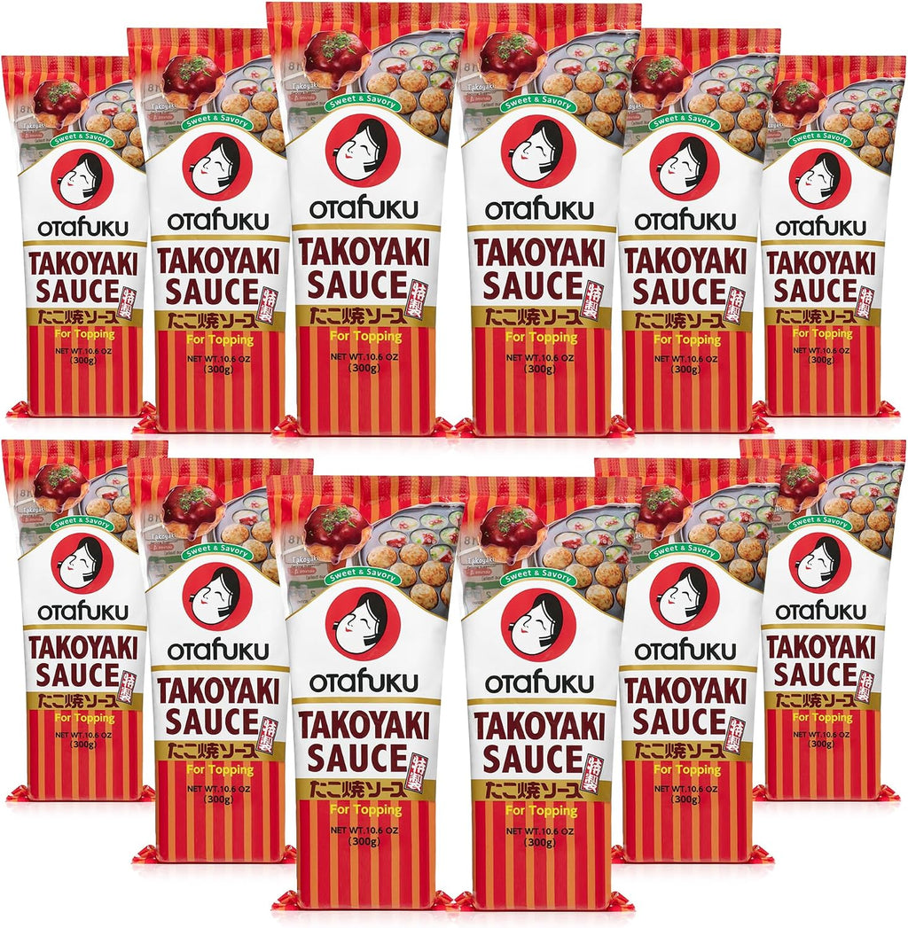 Otafuku Takoyaki Sauce from Japan - Delicious Original Japanese Flavor for Takoyaki Balls (10.6 Ounces) - Pack of 12