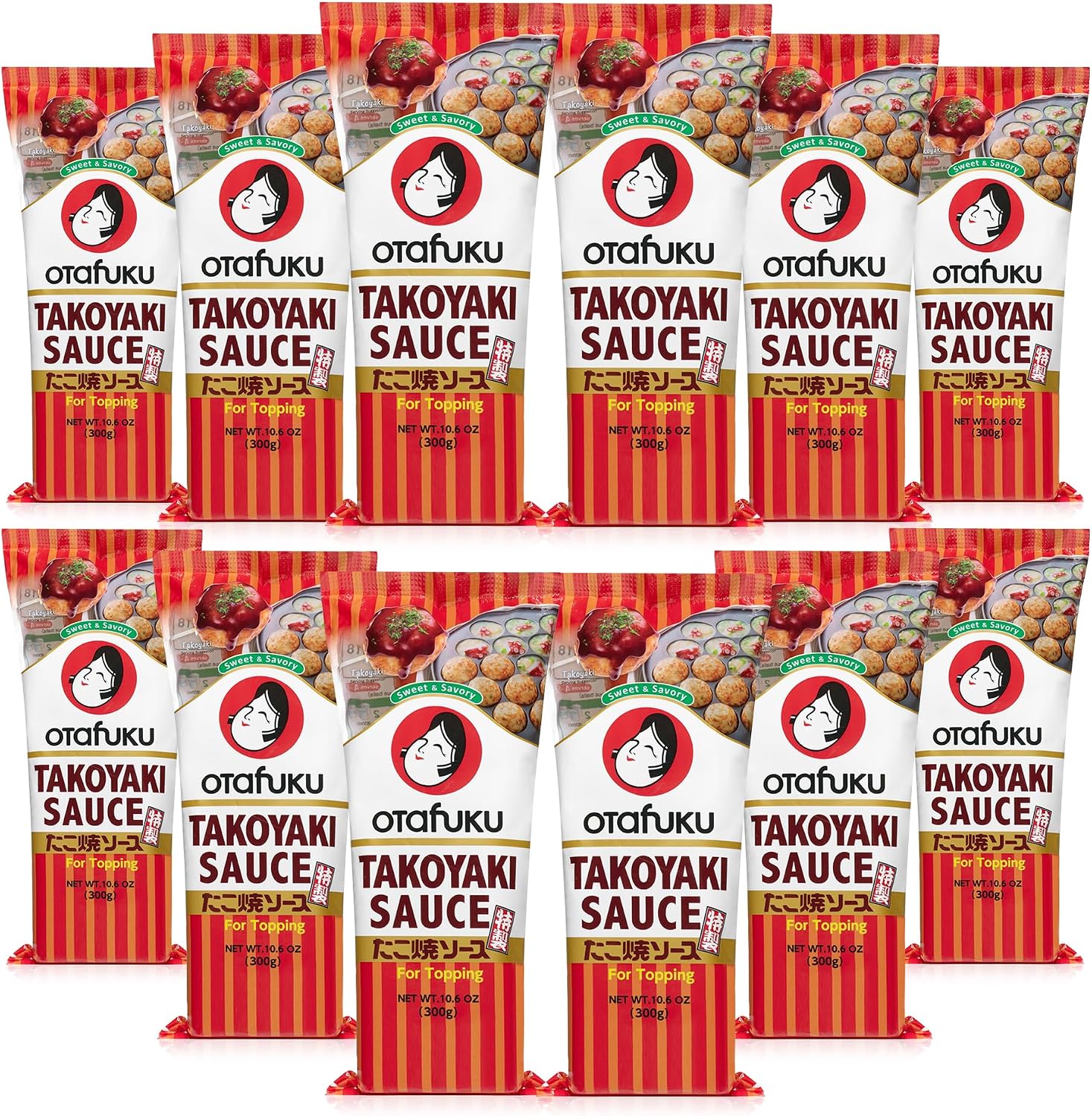Otafuku Takoyaki Sauce from Japan - Delicious Original Japanese Flavor for Takoyaki Balls (10.6 Ounces) - Pack of 12