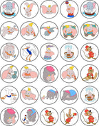 30 x Edible Cupcake Toppers – Dumbo Elephant Themed Collection of Edible Cake Decorations | Uncut Edible on Wafer Sheet