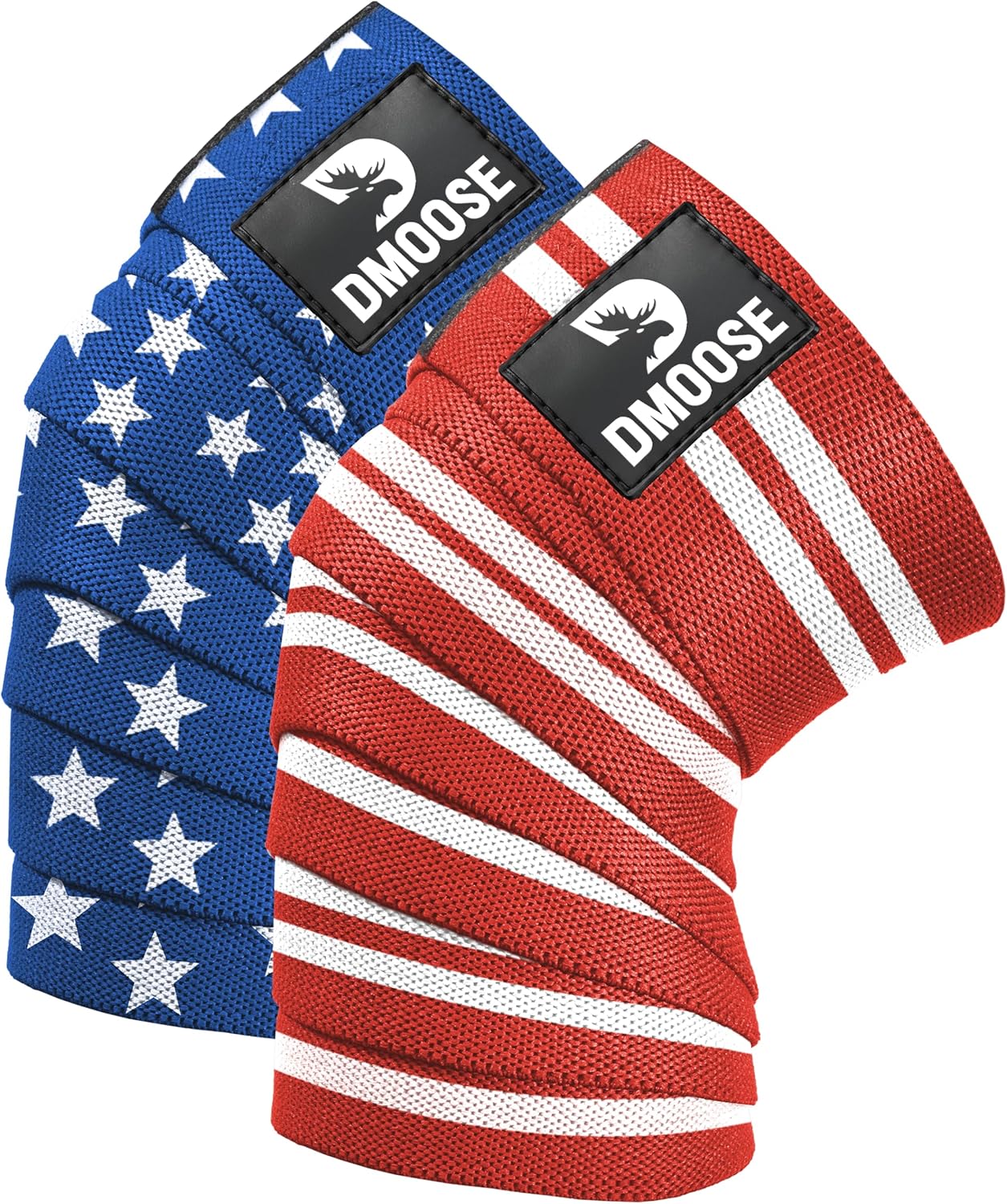DMoose Fitness Knee Sleeves for Weightlifting (Pair) 78” Knee Wraps for Joint Support, Squats & Powerlifting - Gym Brace Straps for Joint Stability & Pain Relief, USPA & IPL Approved for Men and Women