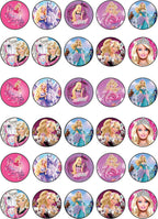 30 x Edible Cupcake Toppers – Fashion Doll Girl Pink Themed Collection of Edible Cake Decorations | Uncut Edible on Wafer Sheet