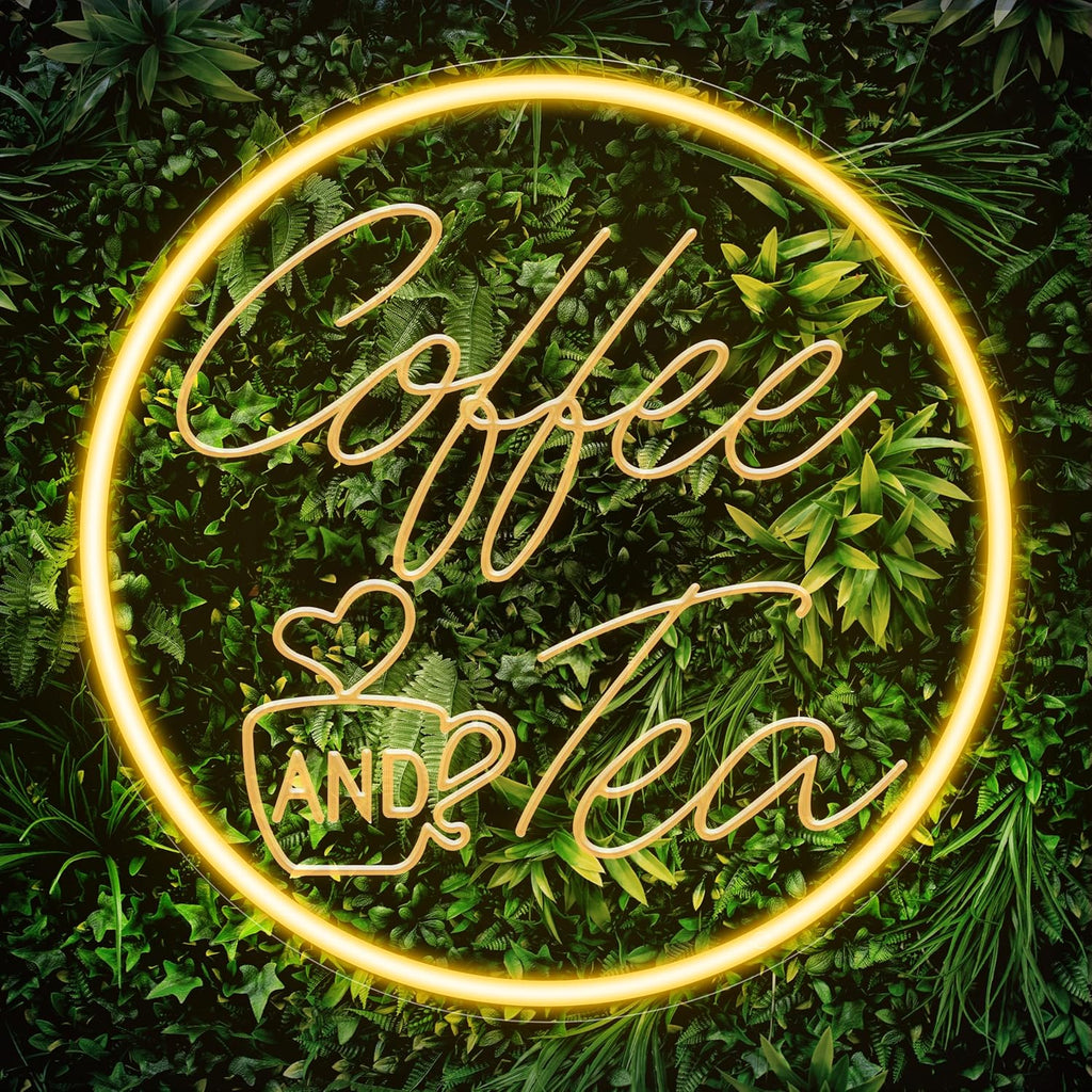 Kavaas Coffee and Tea Neon Signs 11.8"x 11.8", 3D Carved Coffee Neon Sign for Cafe Station, Tea Bar, Kitchen Decoration - Best Gifts for Birthday, Housewarming, Christmas