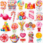 48Pcs Lollipop Cupcake Toppers Candyland Party Decorations Candyland Lollipop Cupcake Decorations Sweet Candy Cake Topper for Candyland Themed Birthday Baby Shower Supplies
