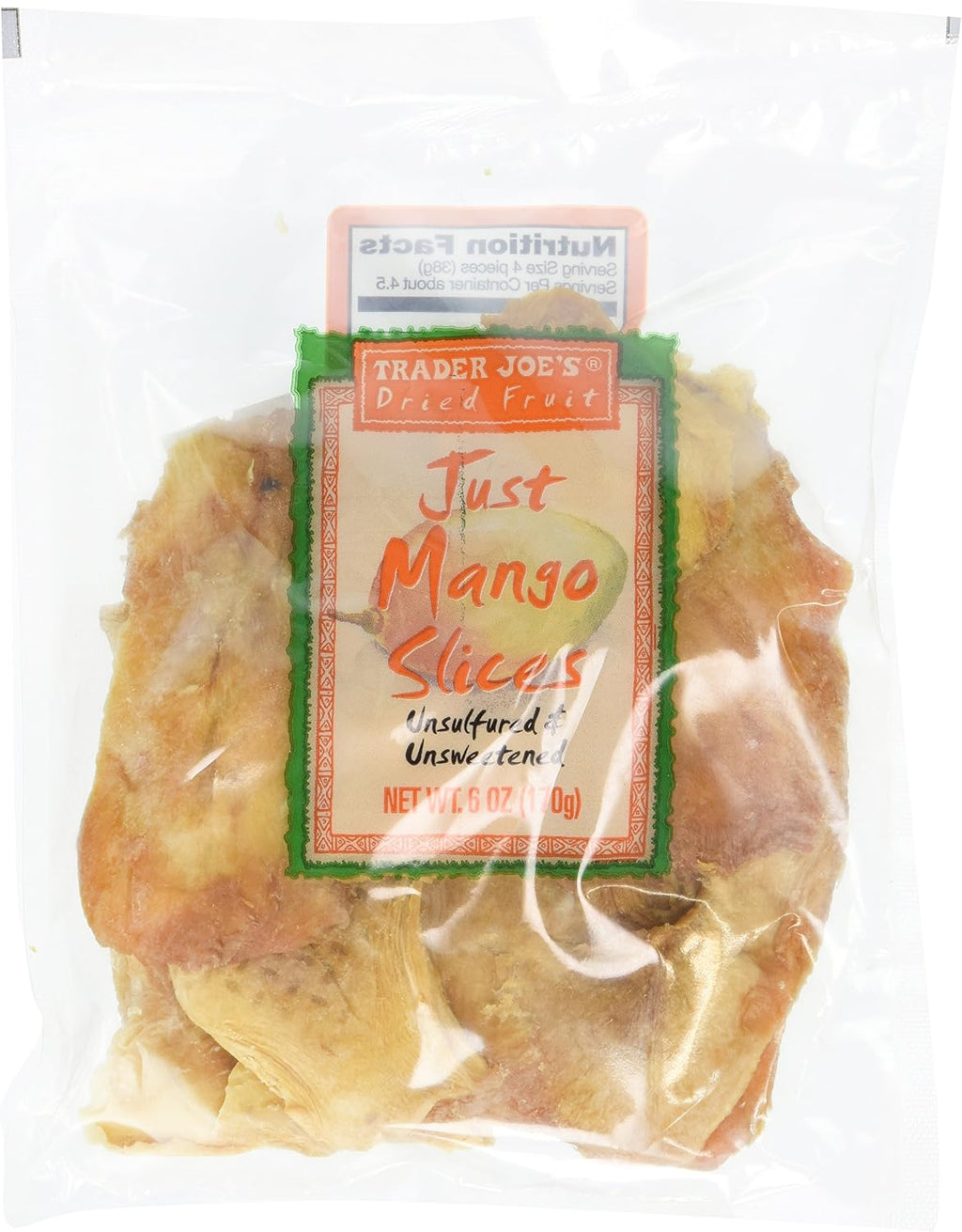 Trader Joe's Dried Fruit Just Mango Slices 6 ounces (Pack of 4)