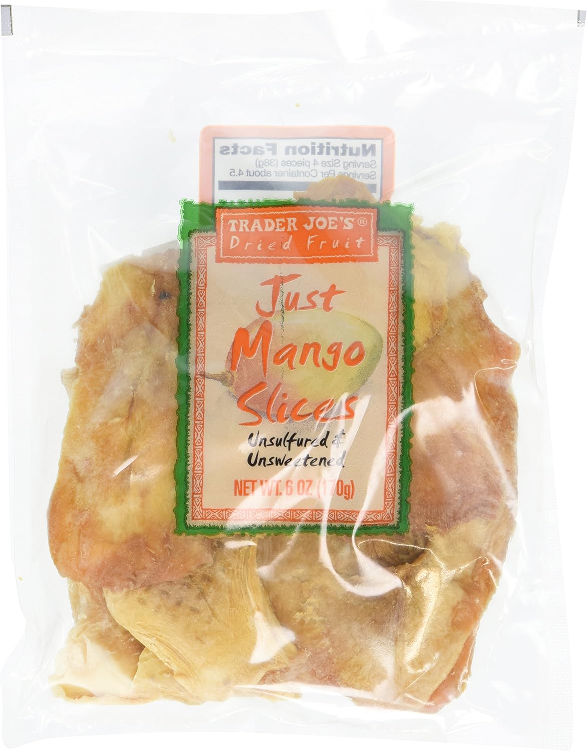Trader Joe's Dried Fruit Just Mango Slices 6 ounces (Pack of 4)