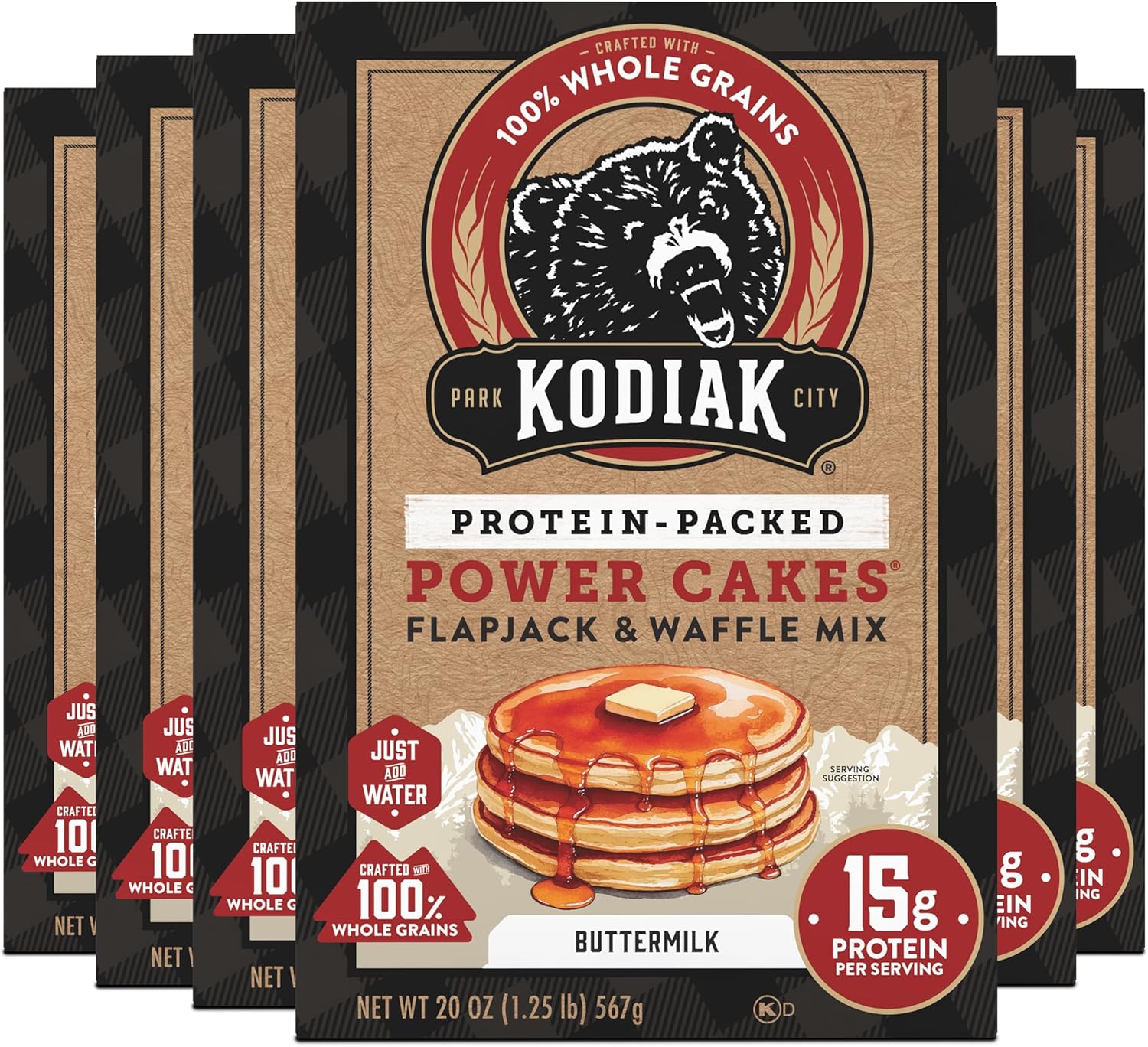 Kodiak Cakes Protein Pancake Power Cakes, Flapjack and Waffle Baking Mix, Buttermilk, 20 Oz, (Pack of 6)