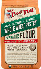 Bob's Red Mill Organic Pastry Flour Whole Wheat 5 lb, 80 Ounce