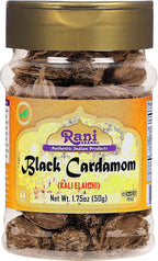 Rani Black Cardamom Pods (Kali Elachi) Whole Indian Spice 1.75oz (50g) PET Jar ~ All Natural | Vegan | Gluten Friendly | Non-GMO | Kosher | Indian Origin ~ Smokey | Tsaoko | Cao Guo | Bach Dan Khau
