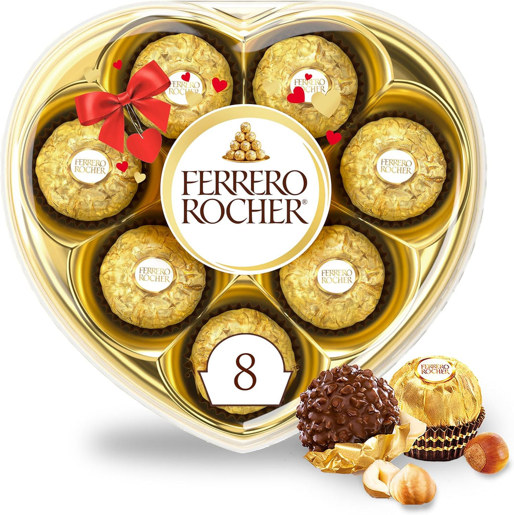 Ferrero Rocher Premium Gourmet Milk Chocolate Hazelnut, Individually Wrapped Candy for Gifting, 3.5 oz, 8 Count