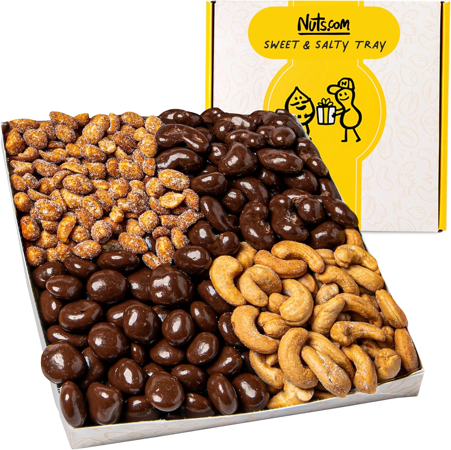 Nuts.com – Sweet and Salty Gift Tray for Father's Day & Festive Gifts — Healthy Snack Sampler Box, 1.25 Lbs of Roasted Cashews, Peanuts, Chocolate-Covered Raisins