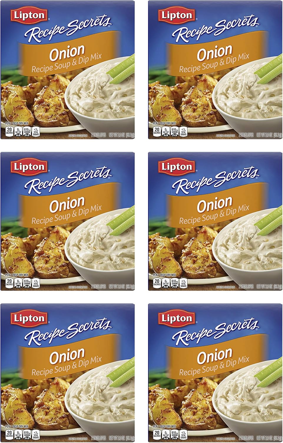 Lipton Soup and Dip Mix For a Delicious Meal Onion Great With Your Favorite Recipes, Dip or Soup Mix 2 oz (Pack of 6)