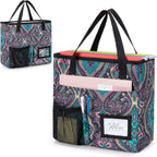 LoDrid Collapsible File Tote Bag with Handles, Portable File Organizer Box with 3 Built-in Boards for Letter Size Files, Document Storage Case for Office, Home, Travel, Totem, Bag Only, LD06002