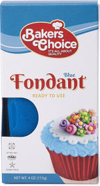 Blue Fondant Icing - 4 oz. - Ready to Use Cake Decorating Frosting - Easy To Roll, Moldable, Kosher, Dairy Free, and Nut Free - Blue Fondant For Cakes Cupcakes and Cookies - By Baker’s Choice