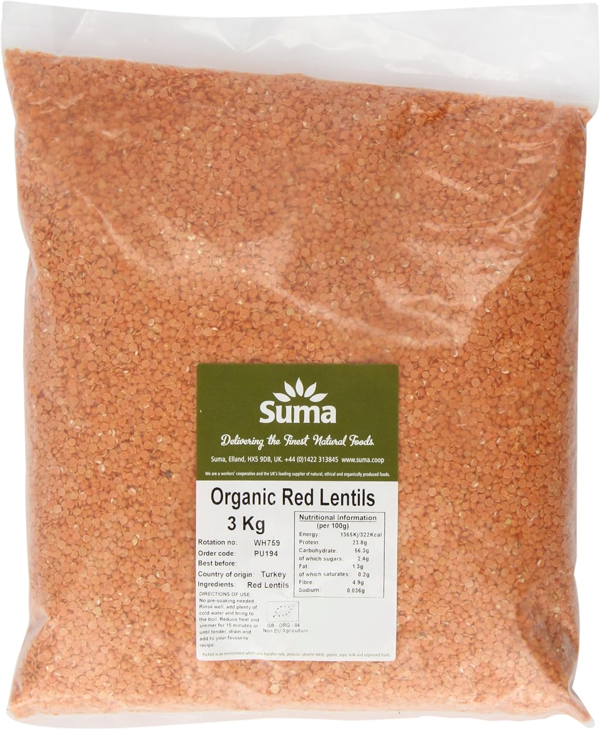 Suma - Organic Red Lentils - 3Kg