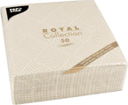 Papstar Cloth Like Paper Disposable Dinner Napkins, 16?x16? ¼ Fold, 50 Pack, 3 Different Color Options, Elegance Design (Champagne/Gold)