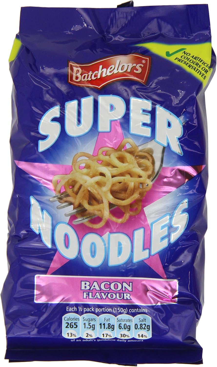 Batchelors Super Noodles Bacon Flavour 100 g (Pack of 16)