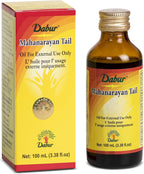 Dabur Herbal Ayurveda Mahanarayan Tail Massage Oil for Aching Joints and Muscles (100 ml / 3.38 fl oz)
