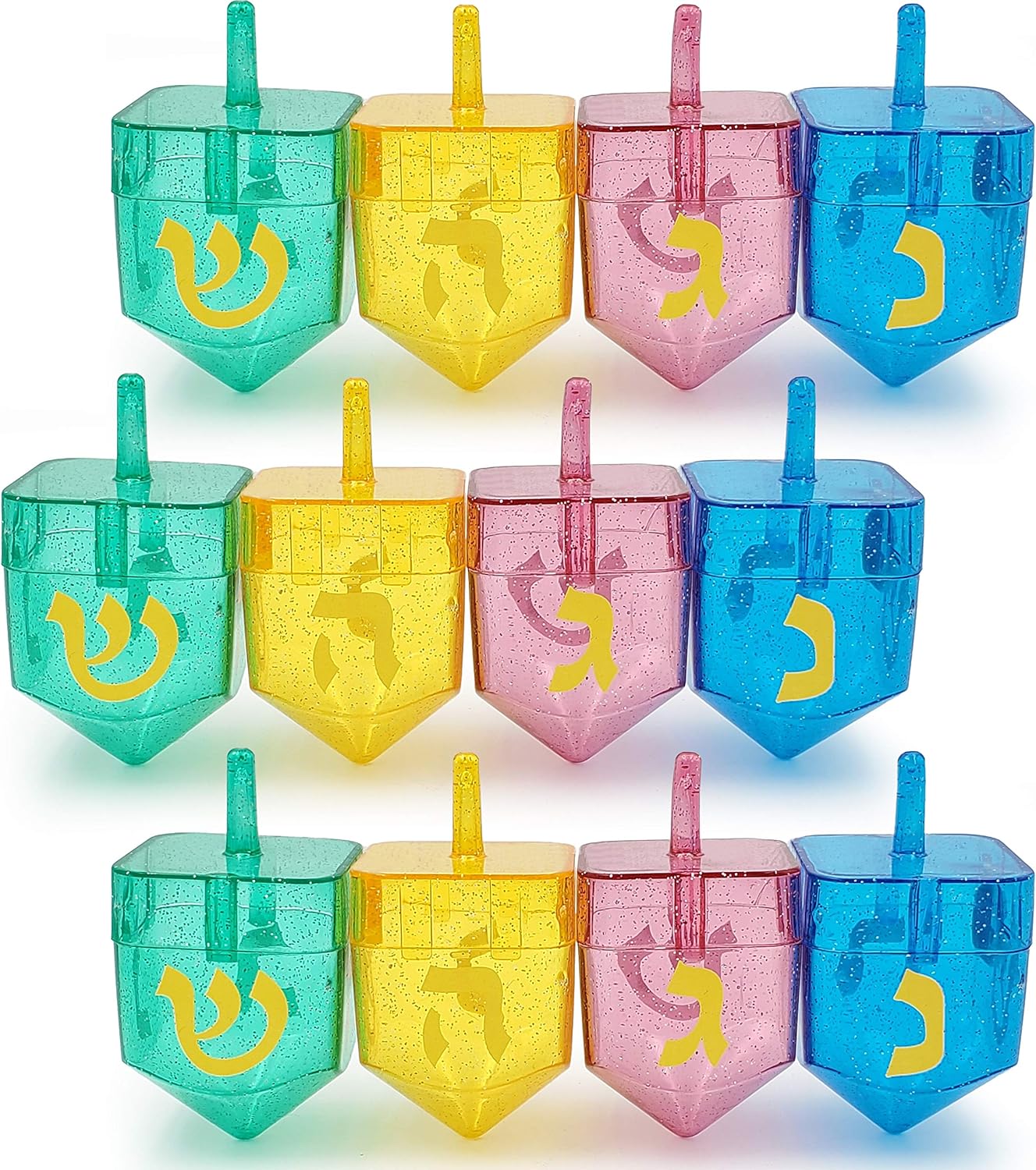 Dreidel Company Hanukkah Fillable Dreidel, Assorted Colors - Can Be Filled with Gelt or Chocolate (12-Pack)