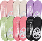ihuan 6 Pairs Pilates Socks for women, Non-Slip Yoga Socks With Grip&Strap for Dance Barre Ballet Fitness Workout（5-9）