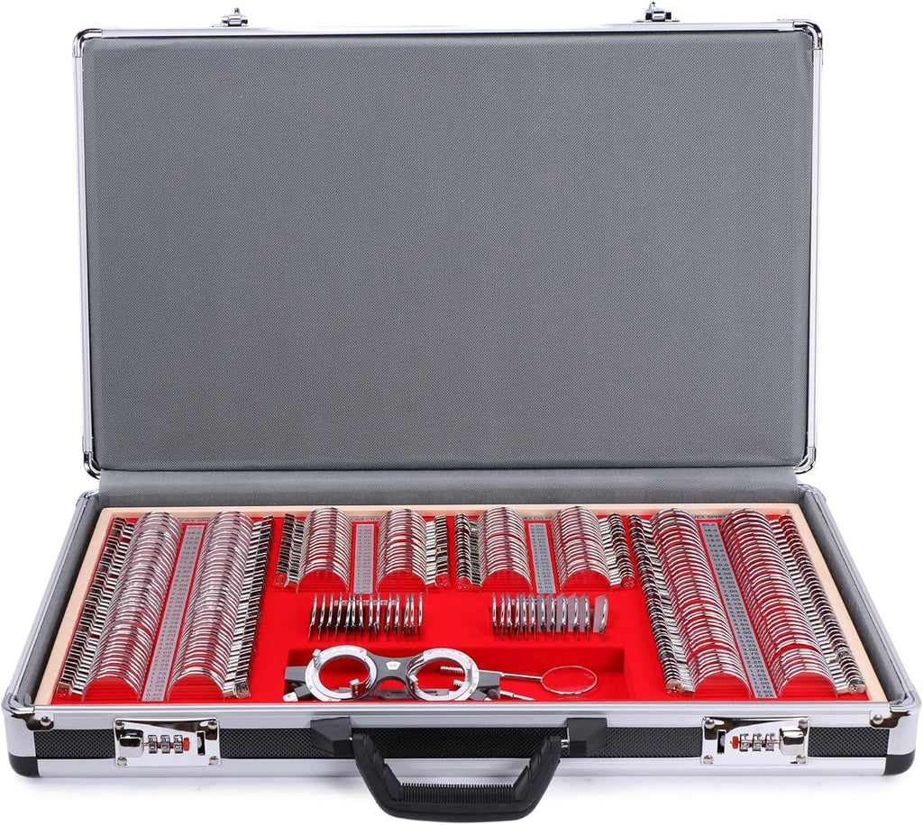 High Qualtiy 266 Trial Lens Set Optical Kit Metal Rim Wood Frame Aluminum Box