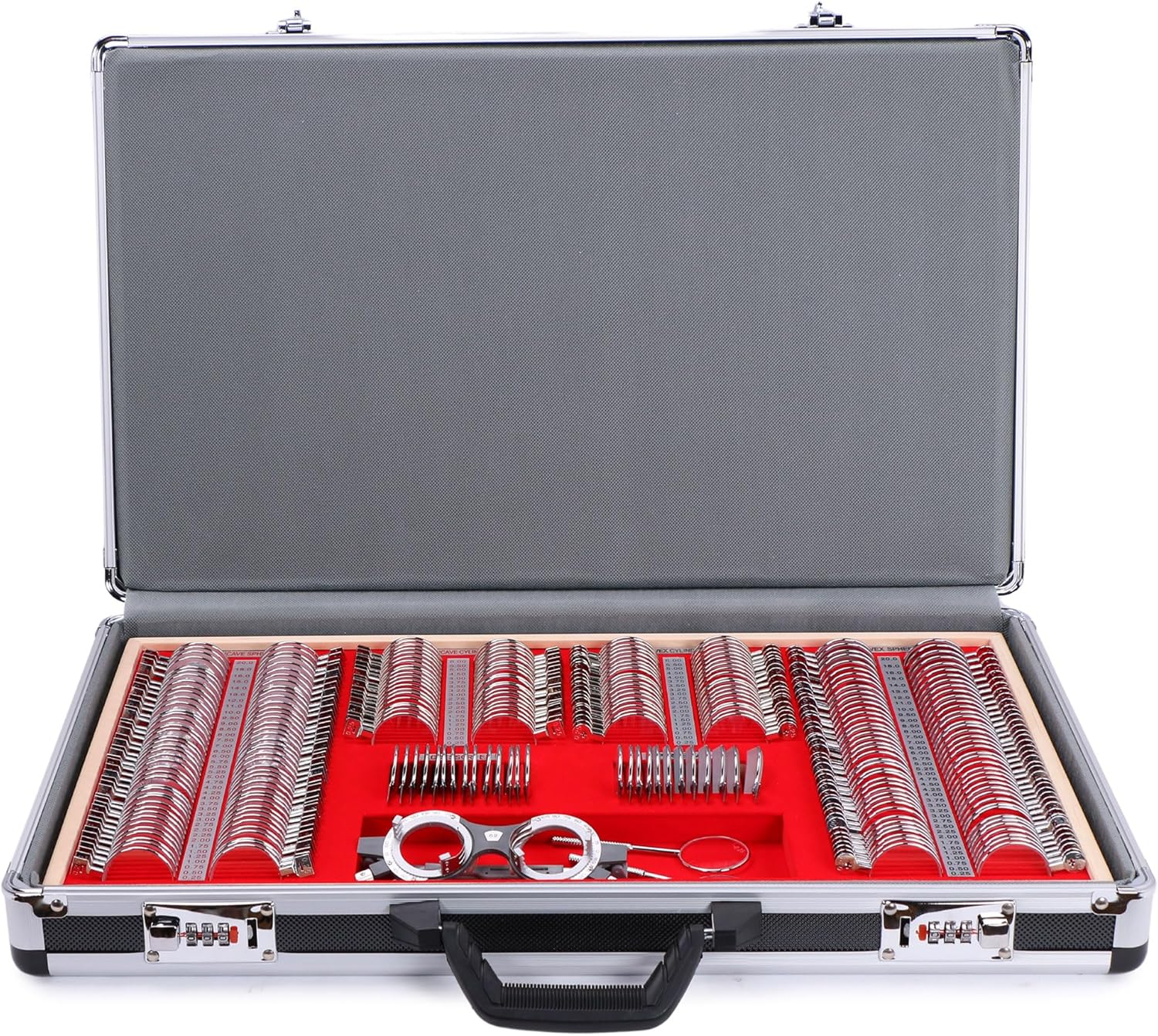 High Qualtiy 266 Trial Lens Set Optical Kit Metal Rim Wood Frame Aluminum Box