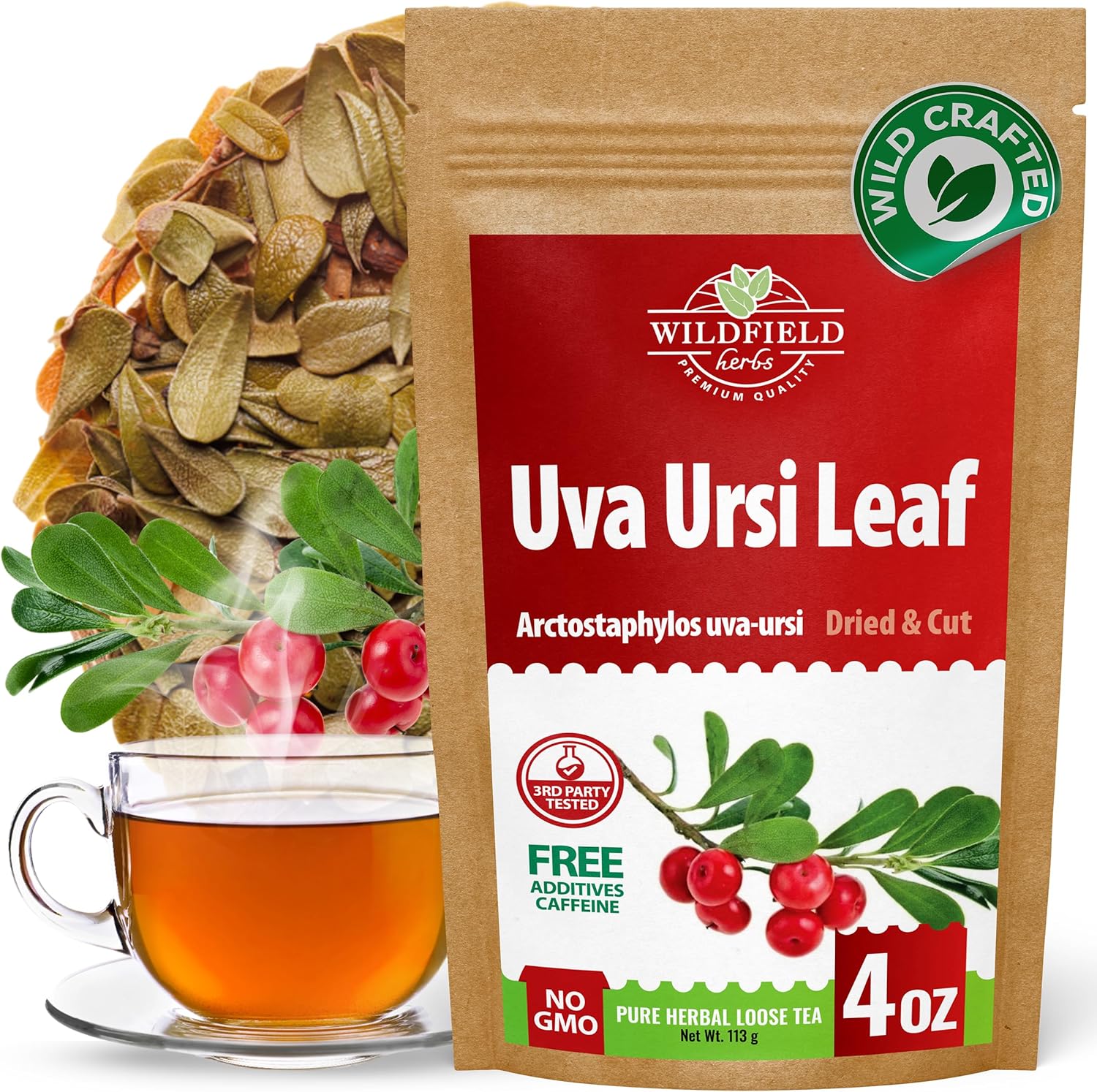4 oz. Uva Ursi Leaf Uva Ursi Tea Herbal (Arctostaphylos Uva-Ursi) - 113g Uva-Ursi Herb Tea Arctostaphylos Uva-Ursi