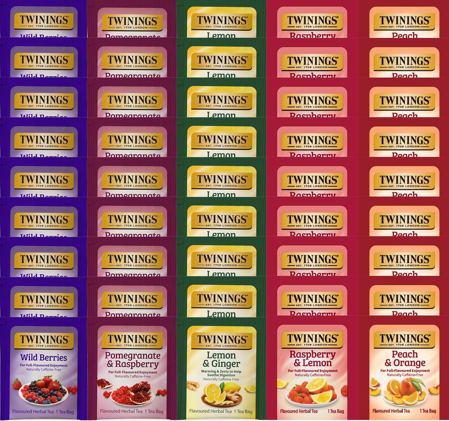 Twinings Fruity Herbal Assorted Caffeine Free Tea Bag Sampler (Pack of 45) Boxed Variety Gift Set