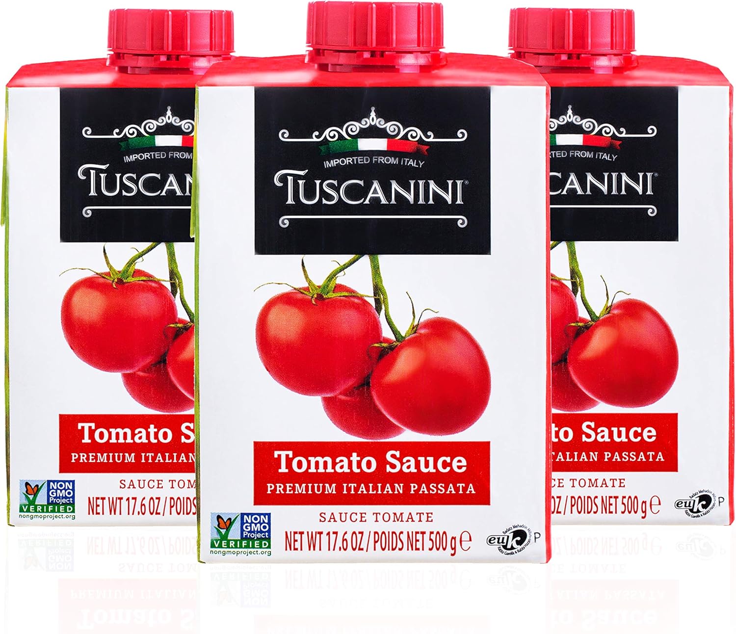 Tuscanini Italian Tomato Sauce, Premium Italian Passata, 17.6oz (3 Pack) Resealable, Product of Italy
