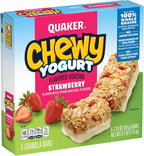 Quaker Yogurt Chewy Granola Bar, Strawberry, 5 Bars , net weight 6.1 ounce (Pack of 6) (Packaging may vary)