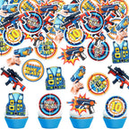 Ercadio 40 Pack Edible Dart War Party Cupcake Toppers Dart War Cake Picks Kids Birthday Gun Picks Target Bullet Dart War Party Baby Shower Decoration Supplies