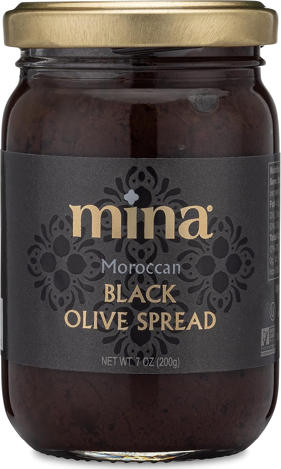 Mina Black Olive Spread, Gourmet Olive Tapenade, 7 oz (200g) - Premium Olive Spread made with Dry Cured Black Olives, Perfect for Appetizers, Dips, and More, Made with Moroccan Olives