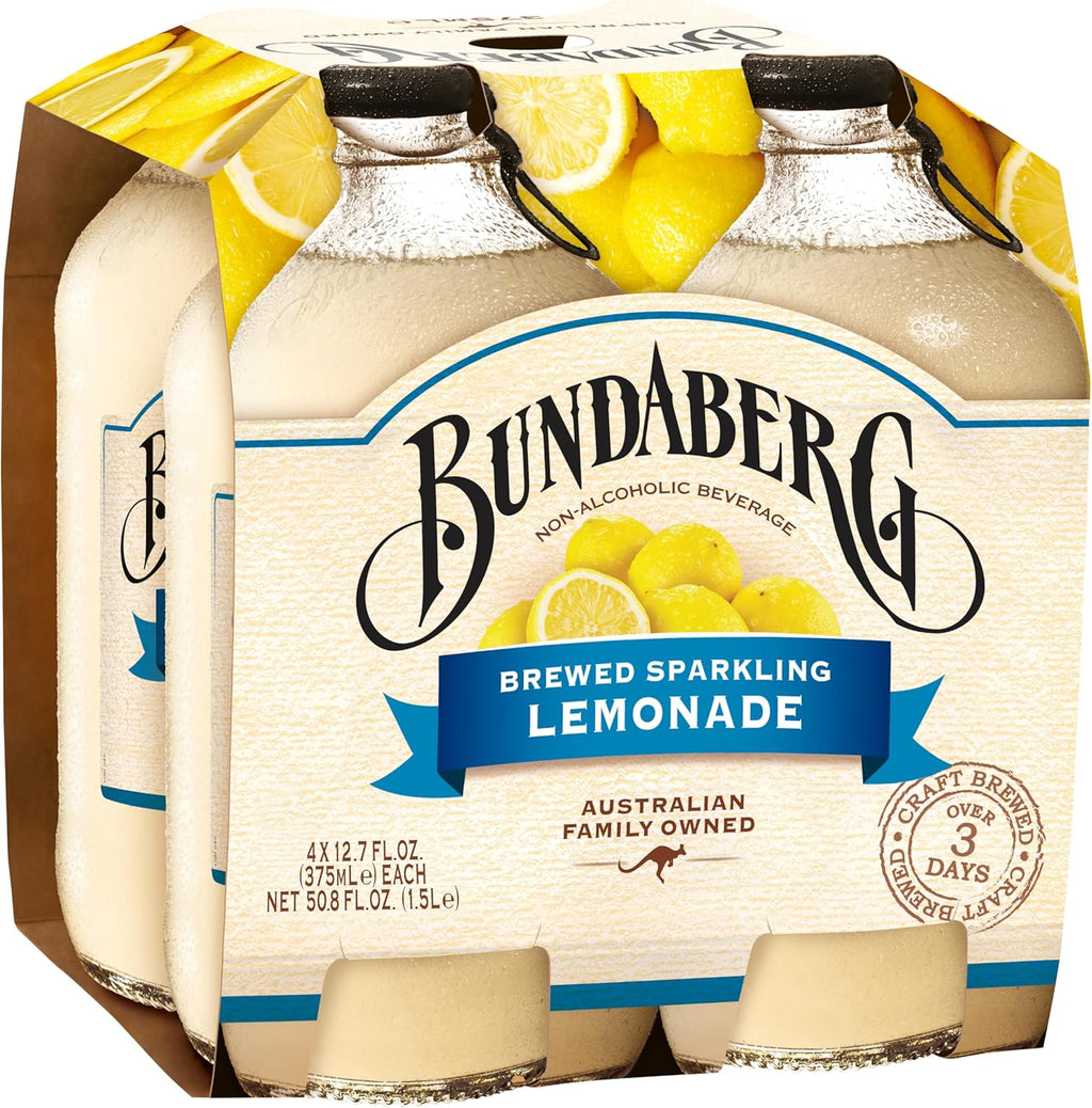 Bundaberg Sparkling Fruit Drink, Lemonade 12.7 Fl Oz Bottles (Pack of 4)